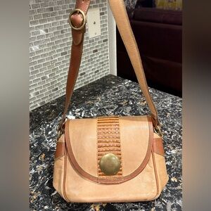 BALLY Tan Leather Crossbody Bag 
with COA